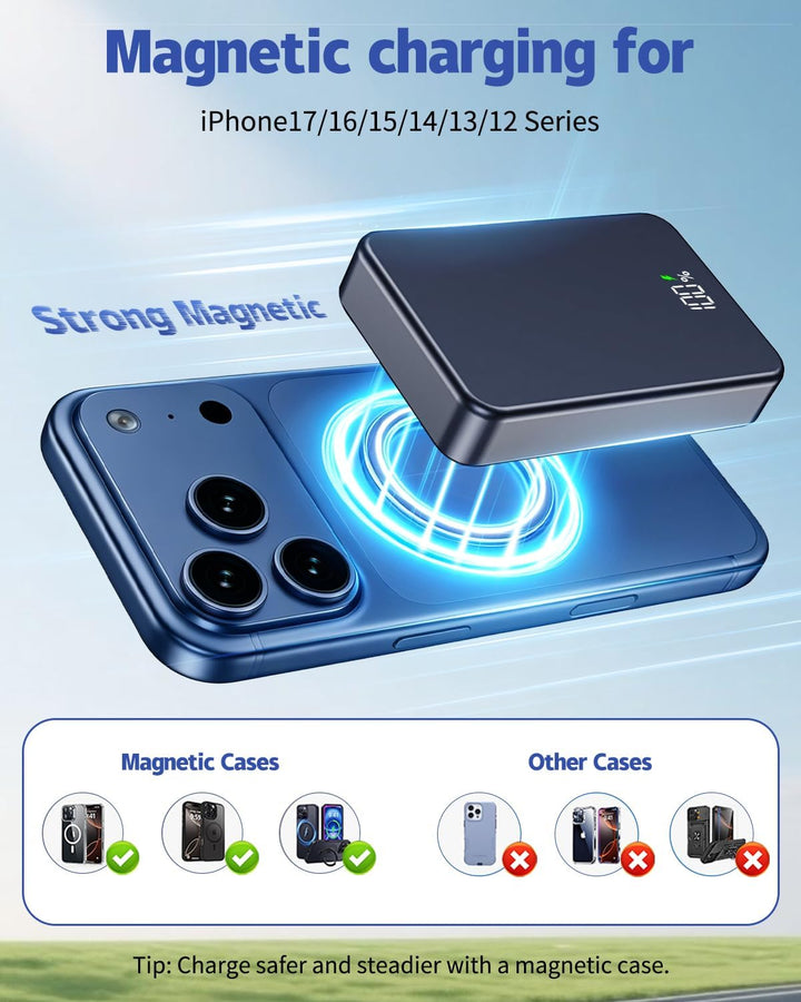26800mAh Magnetische Powerbank, Mag-Safe-kompatibel, Tiefes Violett | Aluminiumlegierung, 20W Schnel