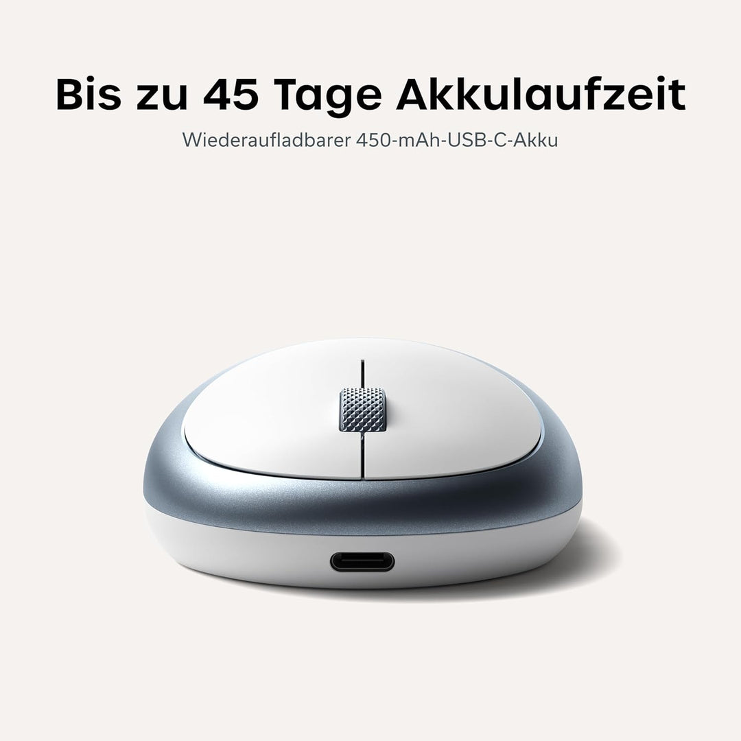 SATECHI M1 Kabellose Bluetooth Computermaus, 1200 DPI Maus, USB-C wiederaufladbarer Akku, kompakt &