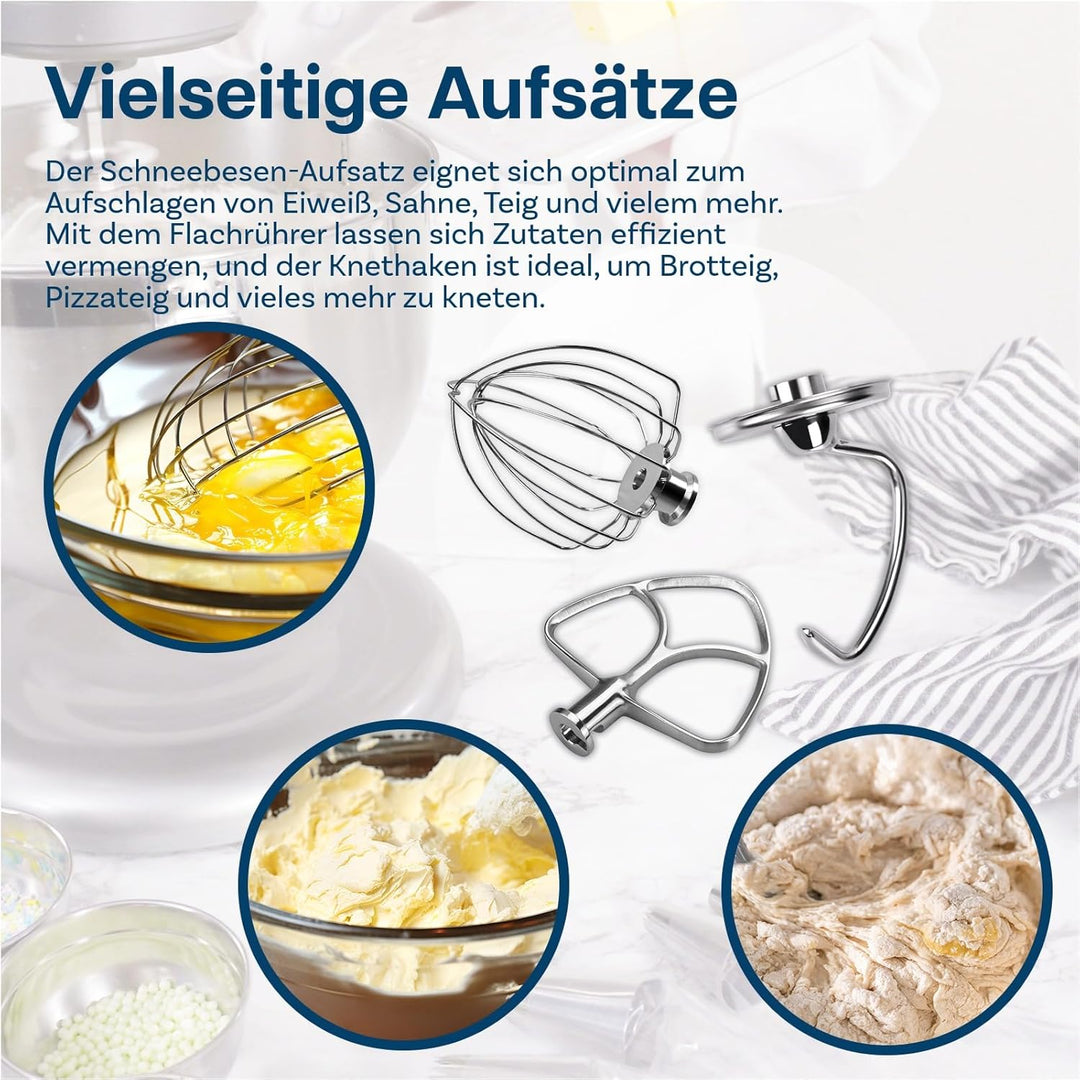 3er Zubehör Set aus Edelstahl für KitchenAid 4.5-5 Quart Kippkopf-Standmixer Artisan & Classic Serie