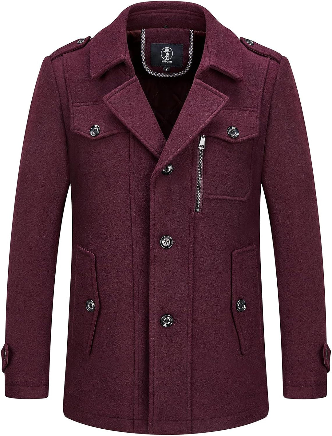 KUDORO Herren Wintermantel Wolle Kurzmantel Herren Wollmantel Mittellang Slim Fit für Business Freiz