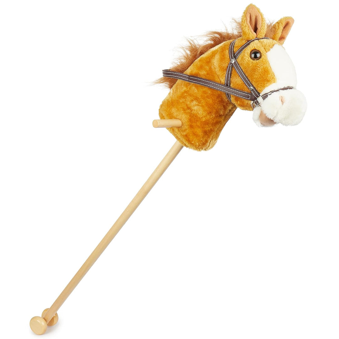 Bieco Steckenpferd Kinder Brownie | ca. 100 cm | Top Qualität | Holzpferd Draussen & Drinnen | Plüsc