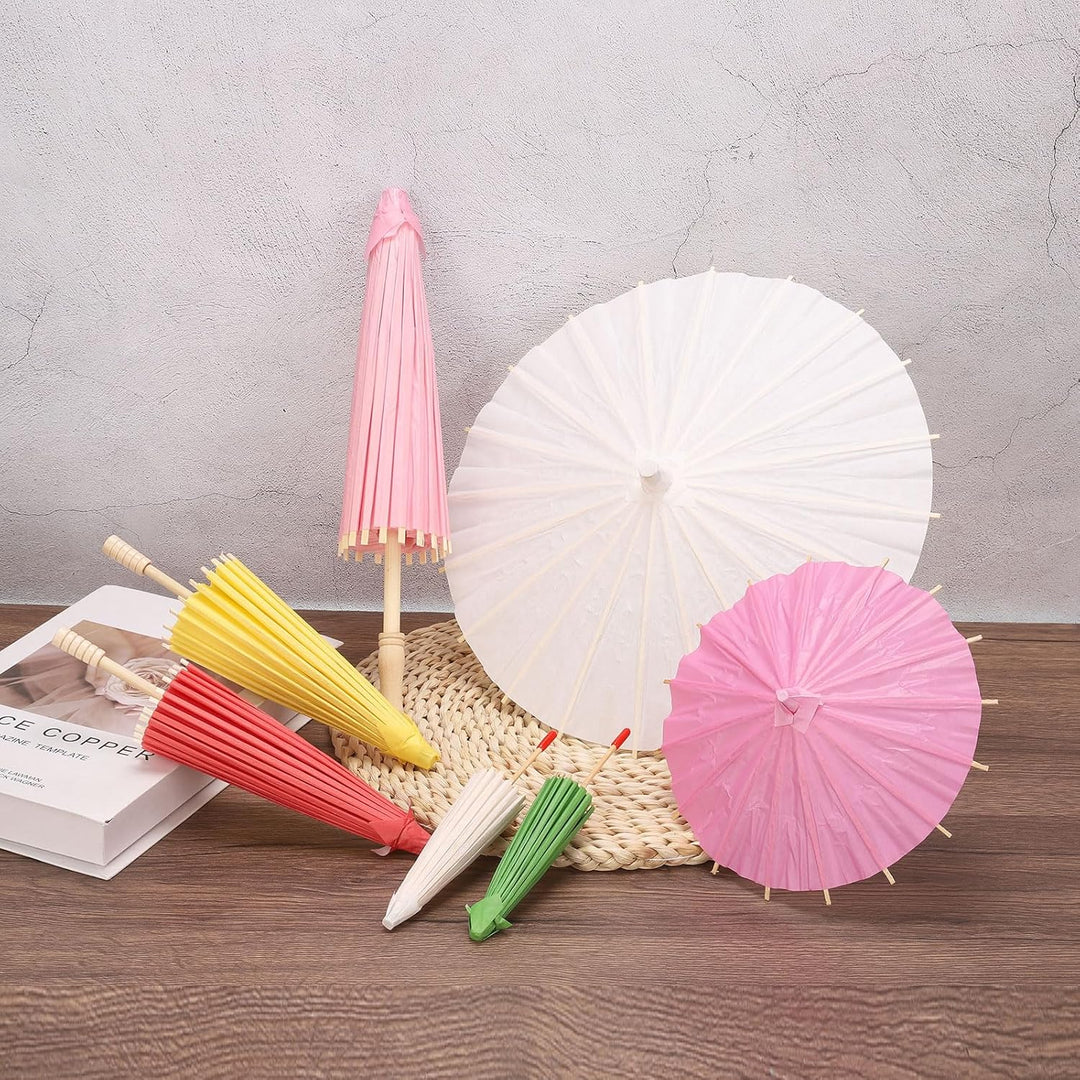 QUARKZMAN 2 Stück Papier-Schirme, 40cm Papier-Parasol-Schirm DIY Ölpapier-Mal-Schirme für Fotografie