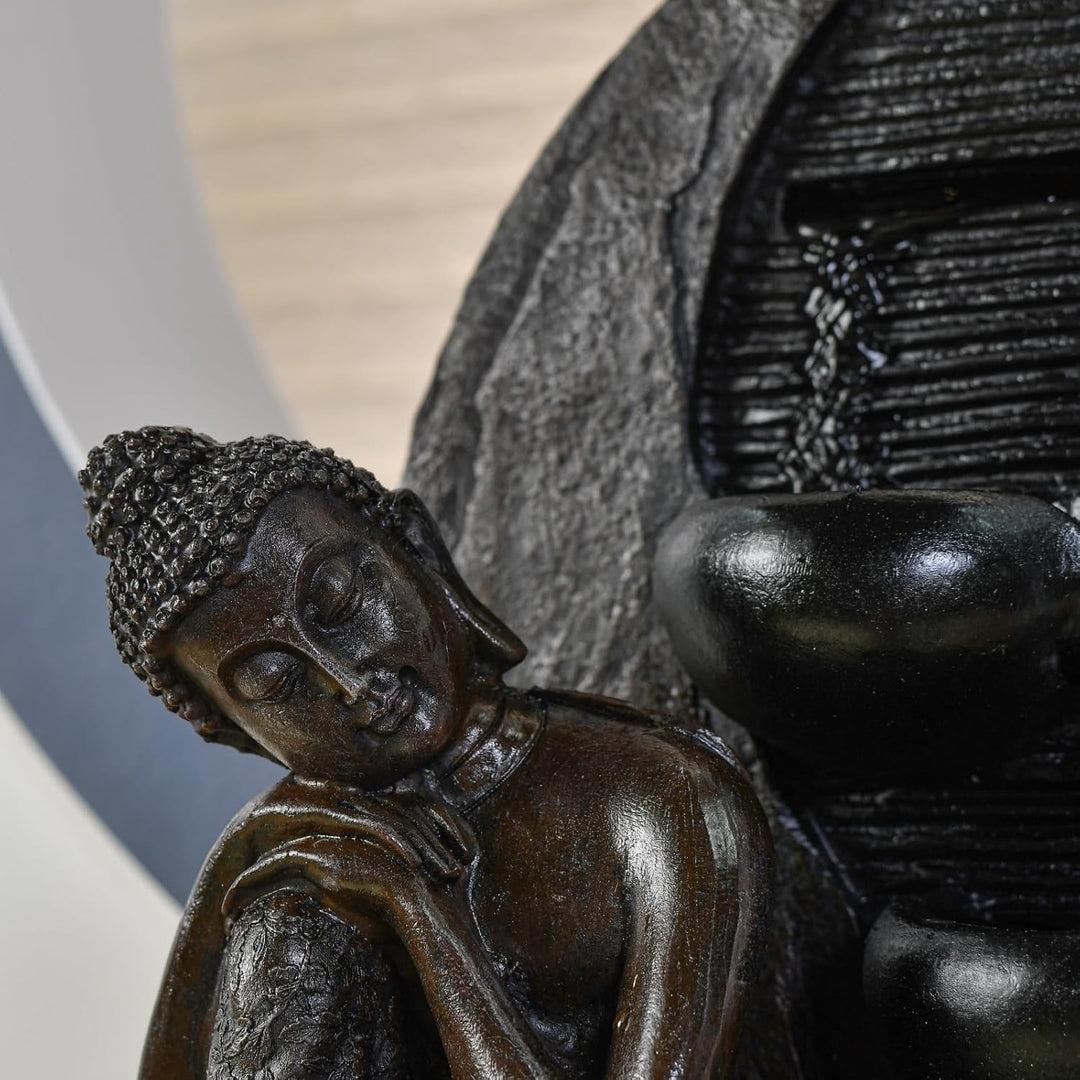 Zen'Light Zimmerbrunnen Buddha Grace, Kunstharz, bronzefarben, 26 x 26 x 40