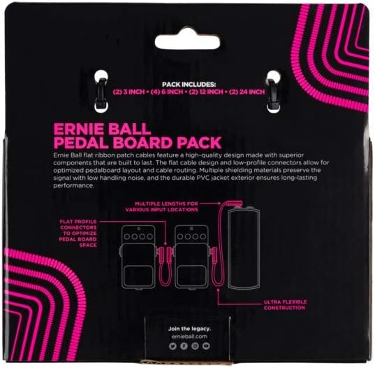 Ernie Ball Flachband-Patchkabel Pedalboard, Multi-Pack Schwarz Pedalboard Multipack, Schwarz Pedalbo