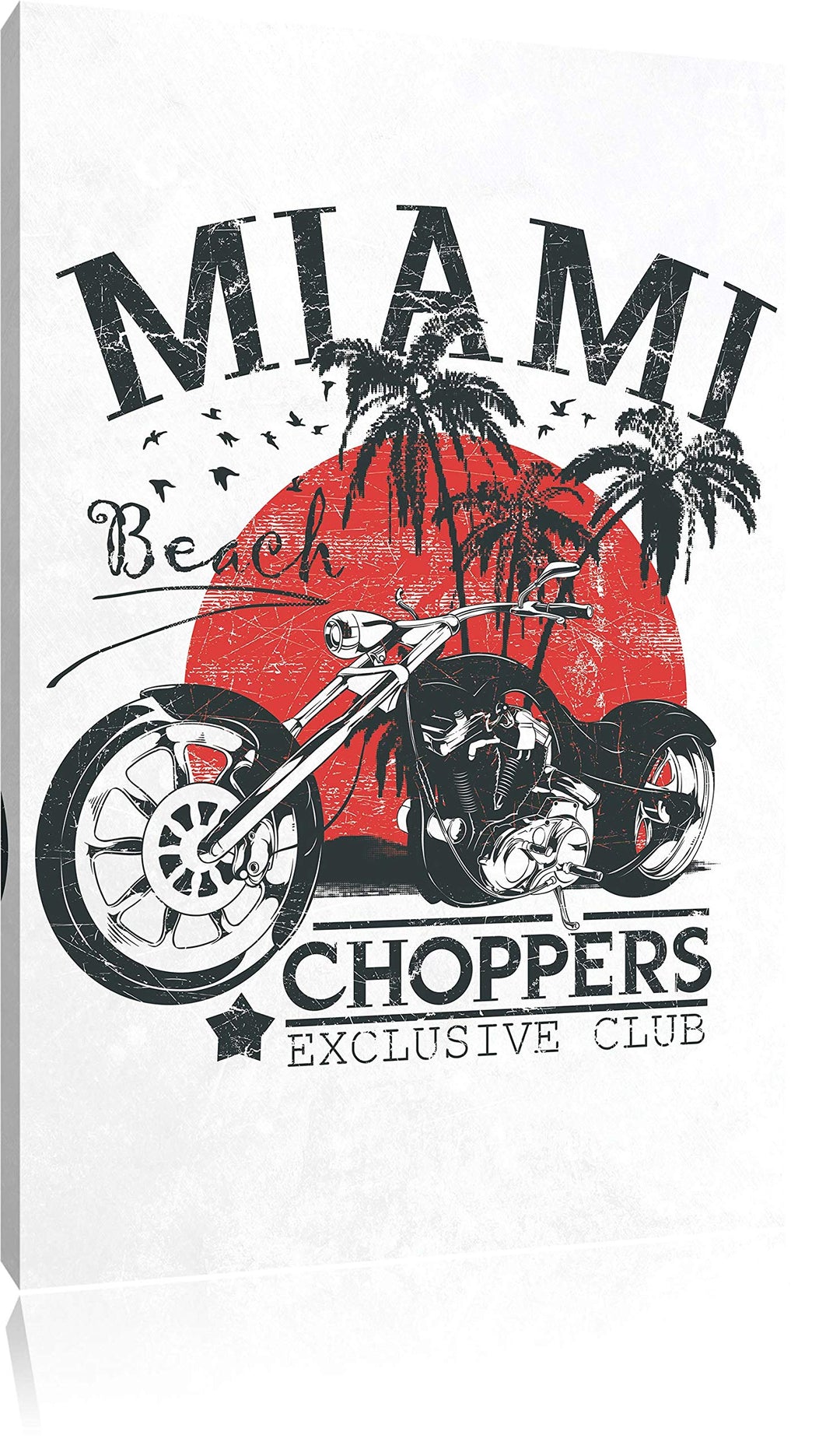 Pixxprint Miami-Choppers White Bild auf Leinwand, XXL riesige Bilder fertig gerahmt mit Keilrahmen,