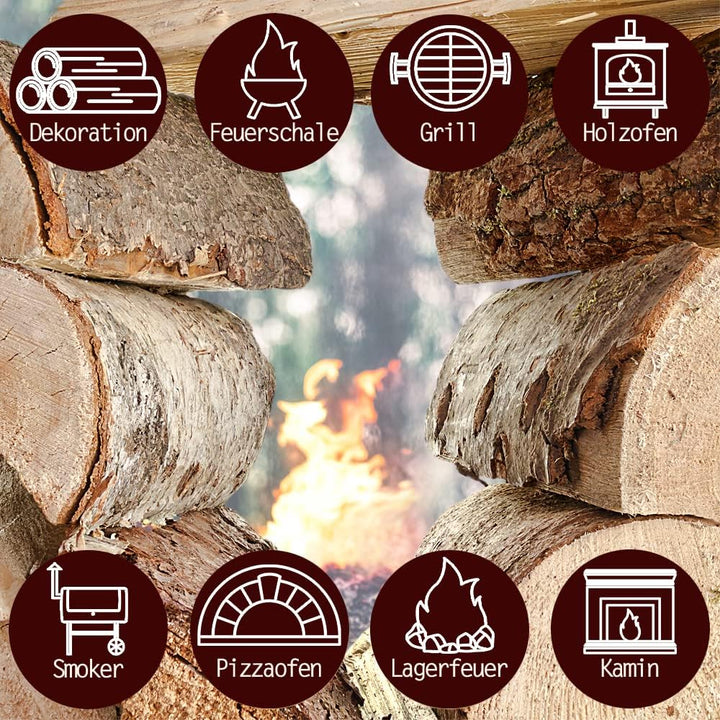 Flameup Brennholz Gemischt Kaminholz 5-500 kg Buche Eiche Birke Kiefer Fichte Holz Für Ofen und Kami