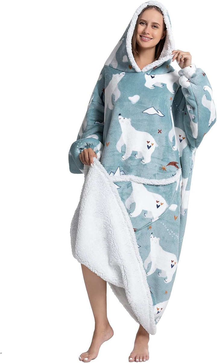 JOREAY Übergrosse Hoodie Decke mit Ärmeln für Damen Herren, Sherpa Kuschelig Deckenpullover, XXL Dec