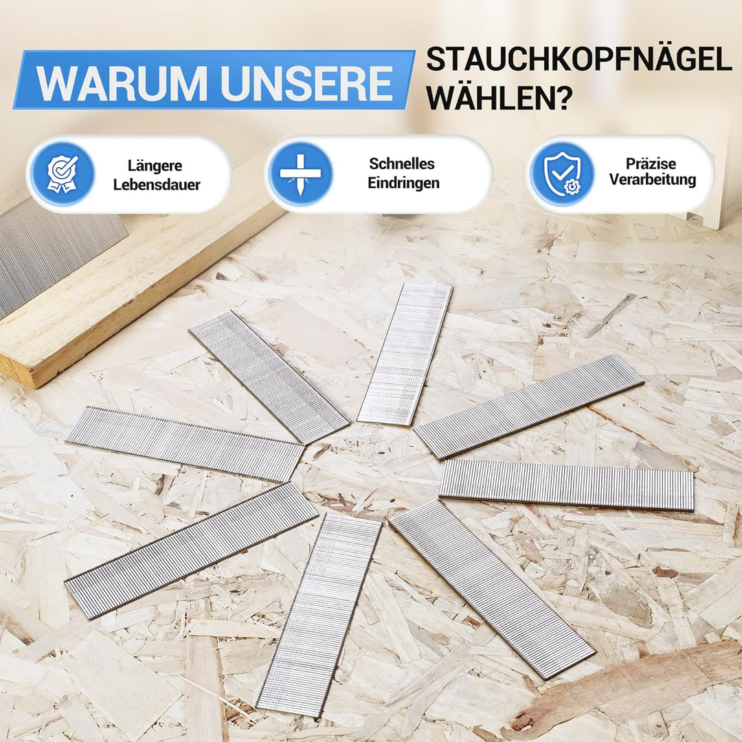 meite Edelstahl Stauchkopfnägel 18GA / 32 mm, Tackernägel 32mm Edelstahl 304 18GA Nägel für Druckluf