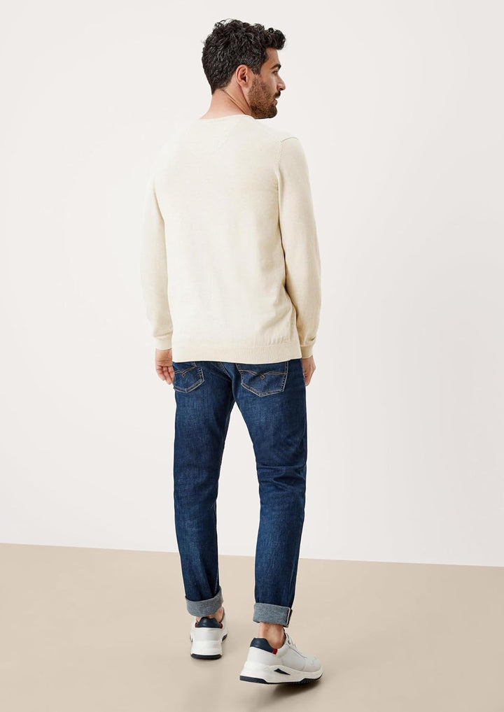 s.Oliver Herren 2152193 Pullover mit Logo-Stitching M Cremefarben(03w0), M Cremefarben(03w0)