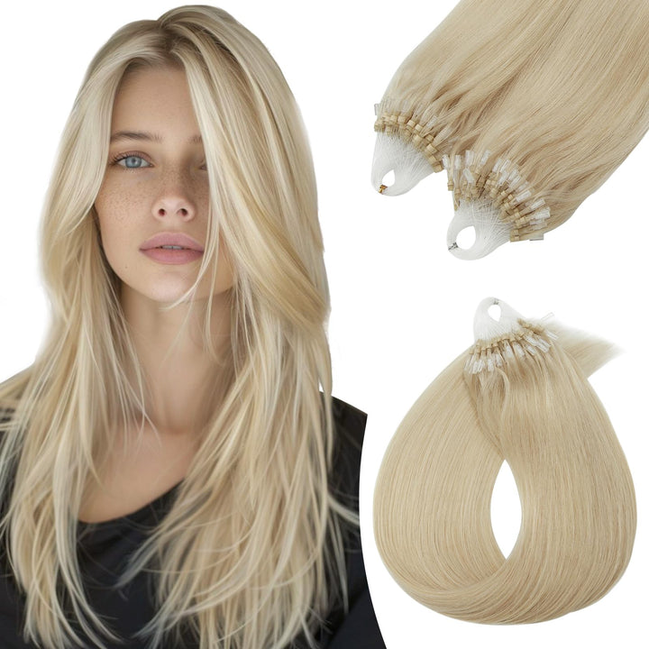 Echthaar Extensions Microring Extensions Echthaar 0,5g/Strähne 100 Strähnen/Packung Weich Haarverlän