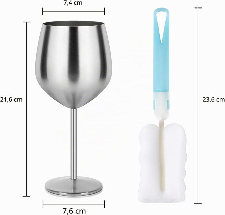 Livole Rotweingläser Set, 18Oz 550ml Weingläser aus Edelstahl, Champagner Gläser, Pokale Gross Bauch