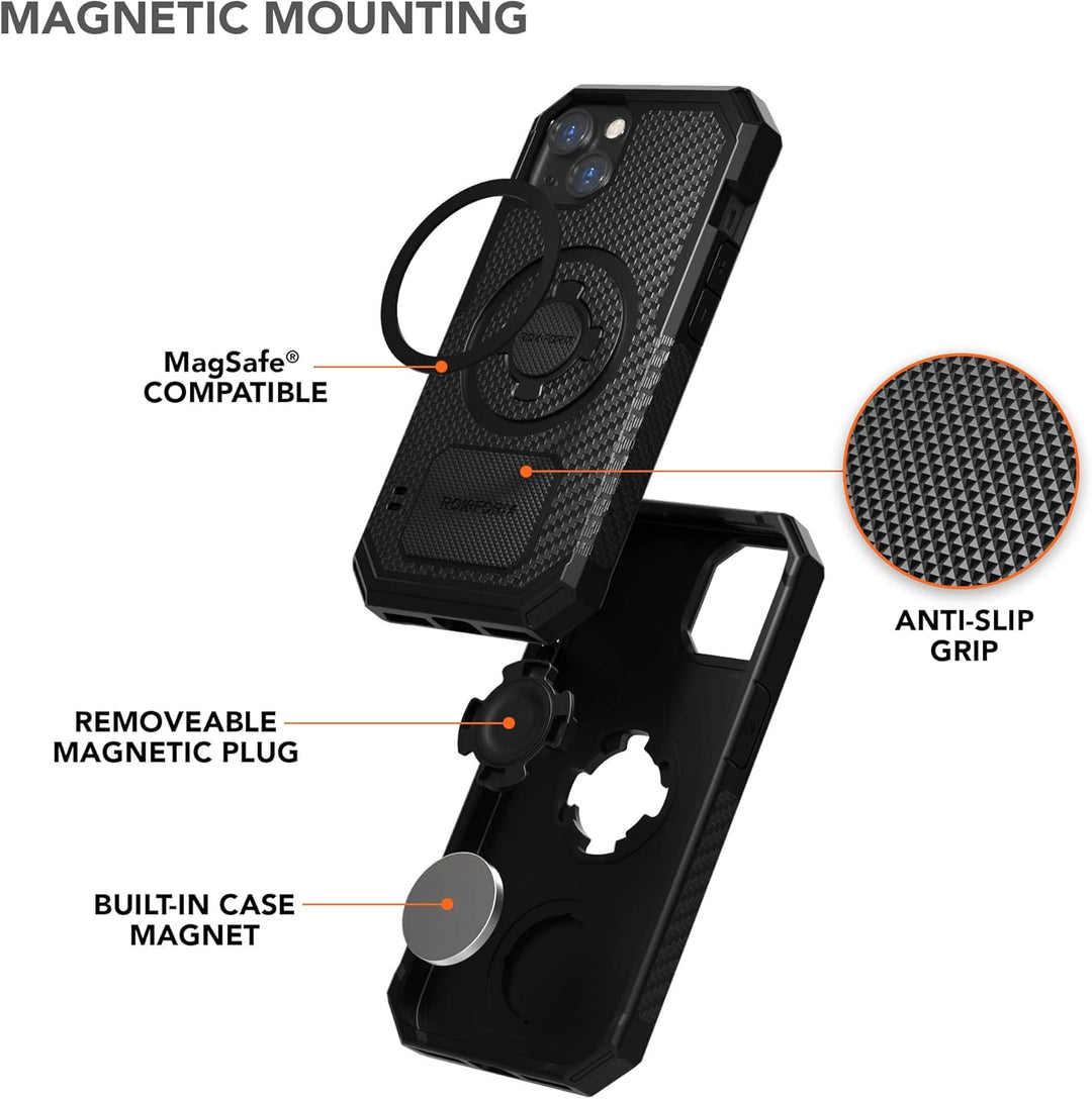 Rokform - iPhone 13 Hülle, Rugged Series, Dual Magnet Plus MagSafe kompatibel, magnetische Schutzhül