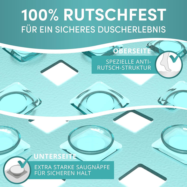 Engelbach® Duschmatte rutschfest 53x53cm - Inklusive Haken zum Aufhängen - 100% BPA-frei - Antirutsc