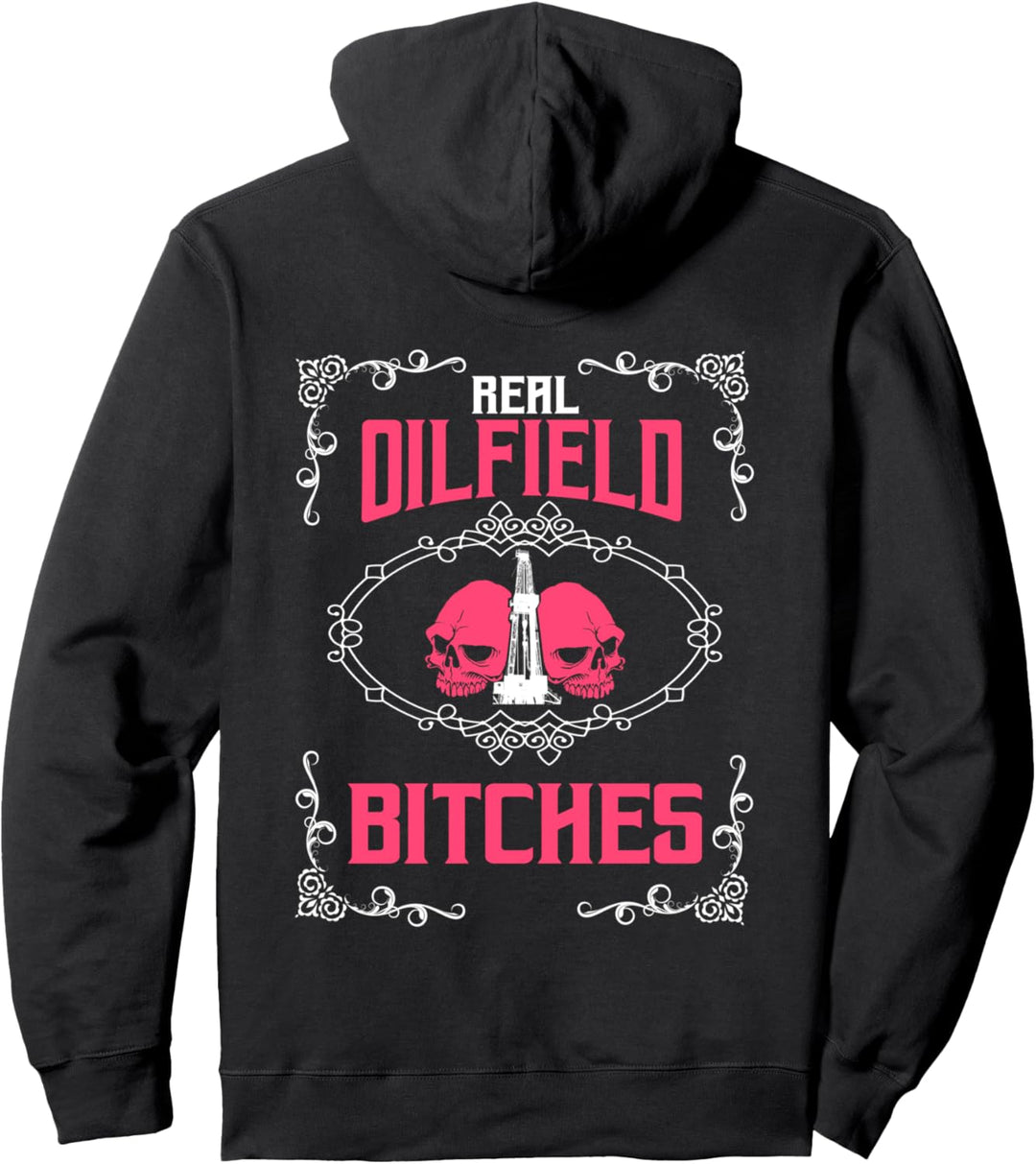Oilfield Workers Gifts Oil Rig Oilfield Wife Design On Back Pullover Hoodie