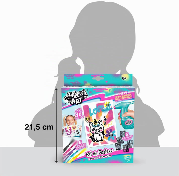 Canal Toys - Airbrush Art - Poster-Set mit elektrischem Airbrush-Sprüher, 5 Stiften, 5 Schablonen un
