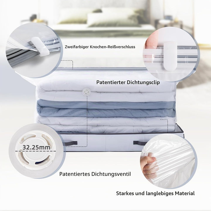 TAILI Vakuum Kleiderbeutel Aufbewahrungsbeutel 105 X 43 X 15 CM 2 in 1 Design Grau und Weiss Vakuumb