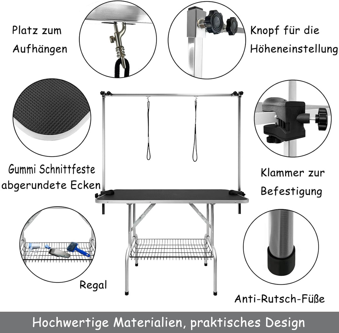 NAIZY Trimmtisch für Hunde Katzen Tierpflegetisch Höhenverstellbar Hundepflegetisch mit Unterkorb &
