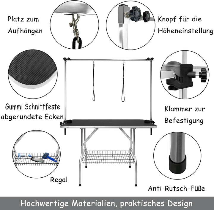 NAIZY Trimmtisch für Hunde Katzen Tierpflegetisch Höhenverstellbar Hundepflegetisch mit Unterkorb &