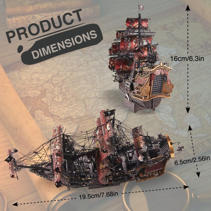 Piececool 3D Puzzle Metall Piratenschiff Queen Anne's Revenge, 3D Metall Puzzle Segelboot Schiffsset
