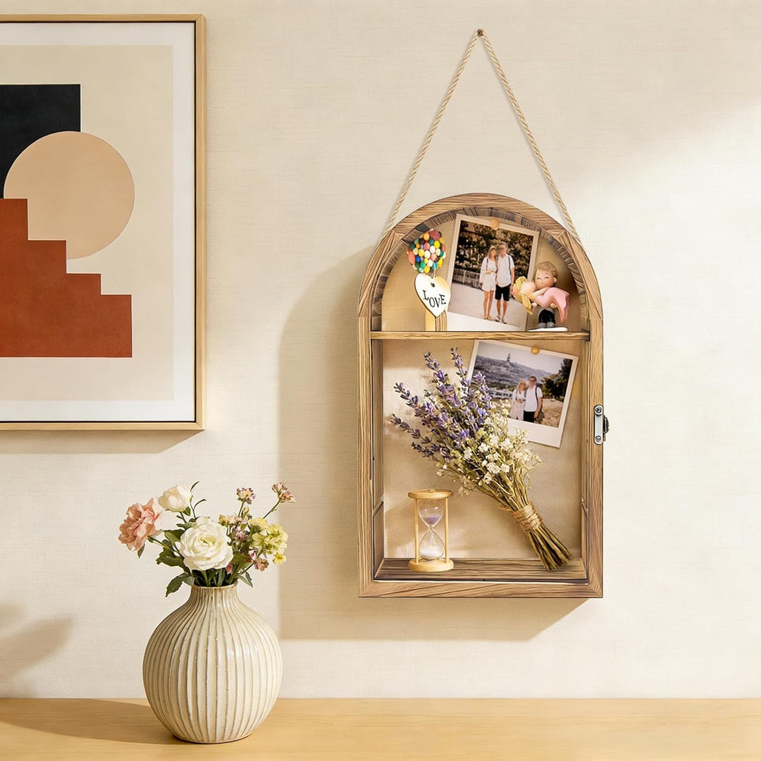 Holz Shadow Box Frame 42x25cm - Tiefe Display Case für Fotos, Blumen, Kunstwerke und Erinnerungen, H