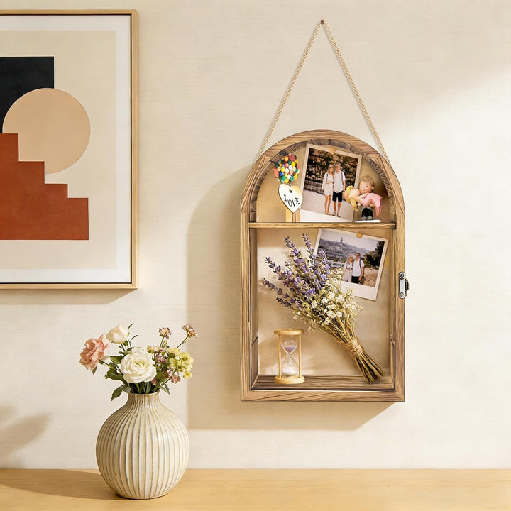 Holz Shadow Box Frame 42x25cm - Tiefe Display Case für Fotos, Blumen, Kunstwerke und Erinnerungen, H