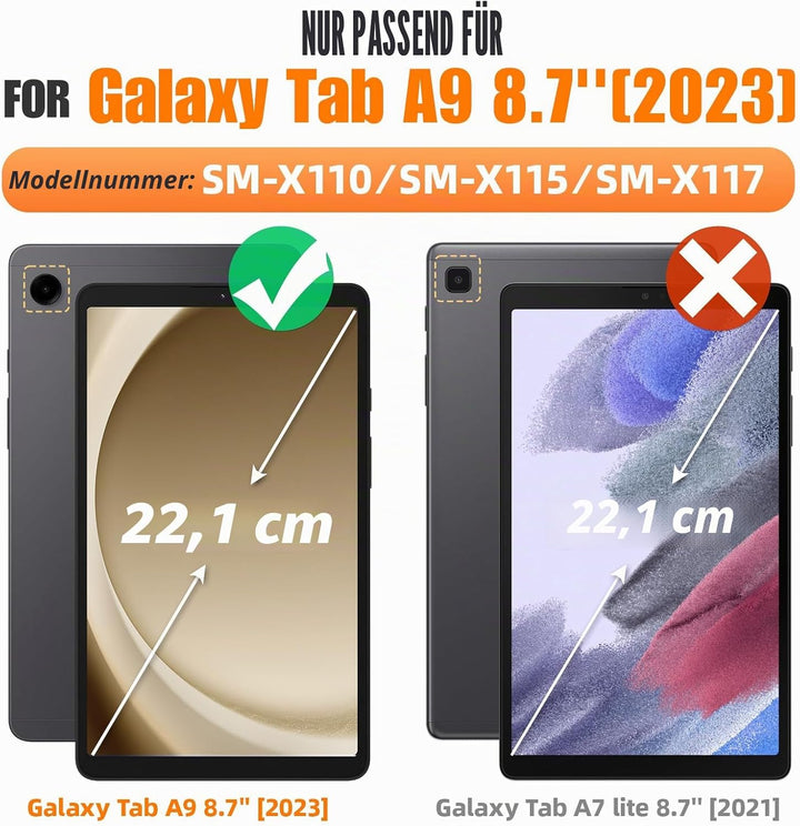SEYMAC stock Hülle für Samsung Galaxy Tab A9 8,7 Zoll 2023 (SM-X110/X115/X117), Stossfeste Hülle mit