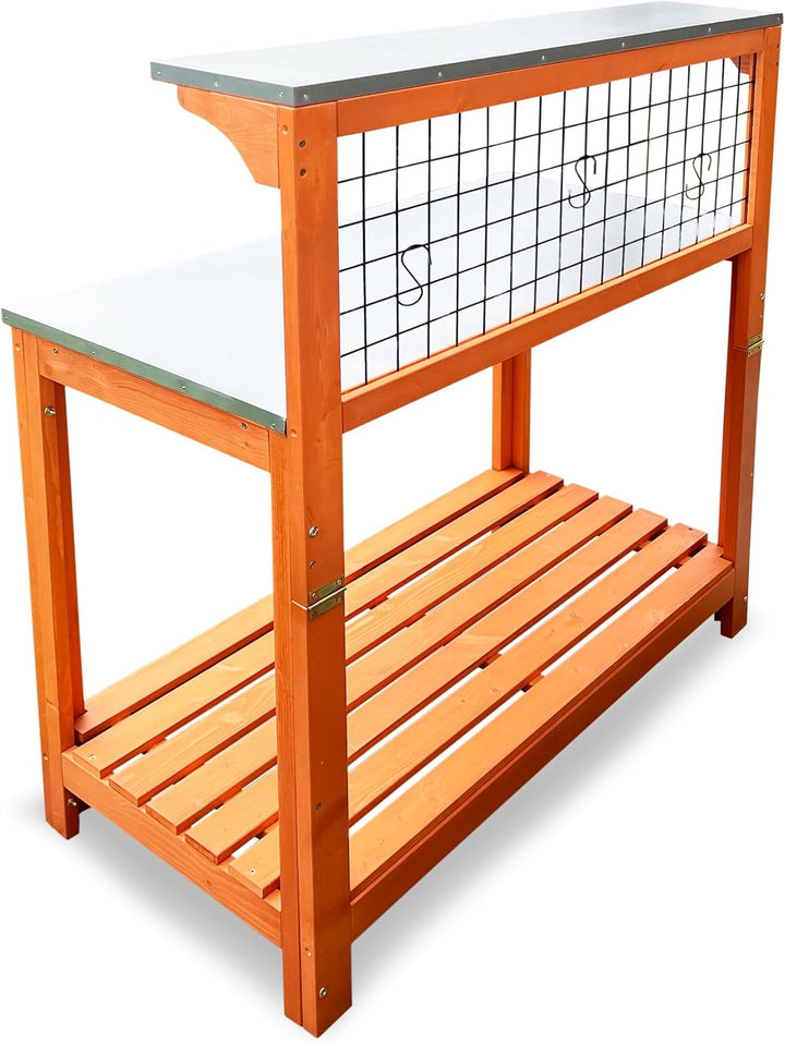 Habau 695 Gartentisch mit verzinkter Arbeitsplatte, Natur 101 x 55 x 117