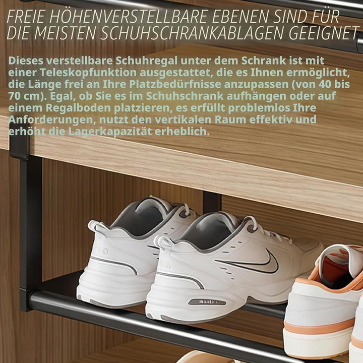 2 Stück Verstellbares Regal Unter Dem Schrank Schuhstapler: Erweiterbarer 40-70cm Ausziehbarer Schuh