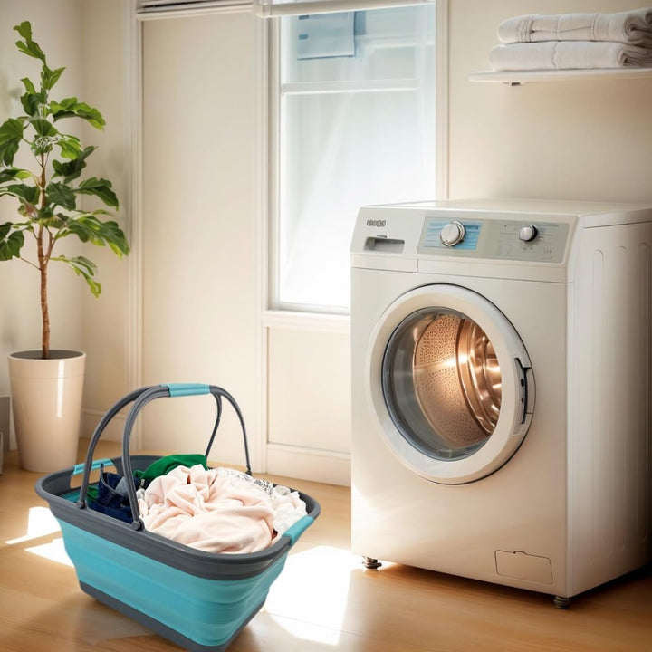 SAMMART 29 l zusammenklappbare Wanne mit Griff, tragbarer Picknickkorb, platzsparender Aufbewahrungs