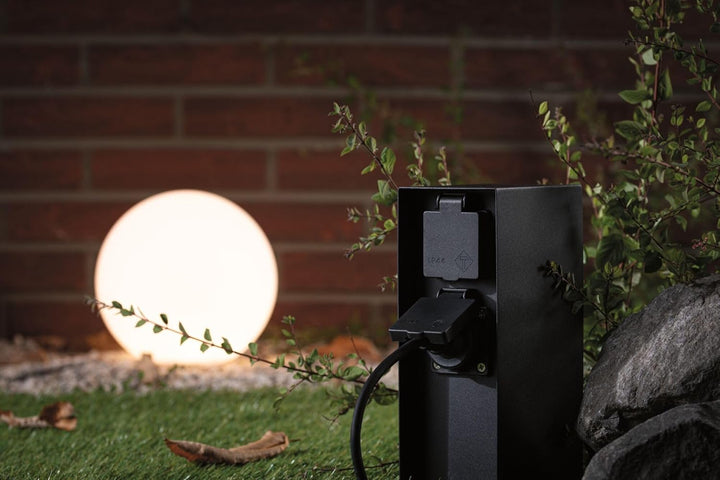 Paulmann 94657 Aussenleuchte Steckdosensäule Rio 2-fach IP44 eckig max. 3.650 W Anthrazit Strom im G