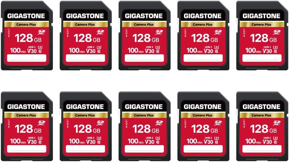 GIGASTONE Kamera Plus 128GB SDXC Speicherkarte 10er-Pack bis zu 100 MB/s für Digitalkameras Canon So