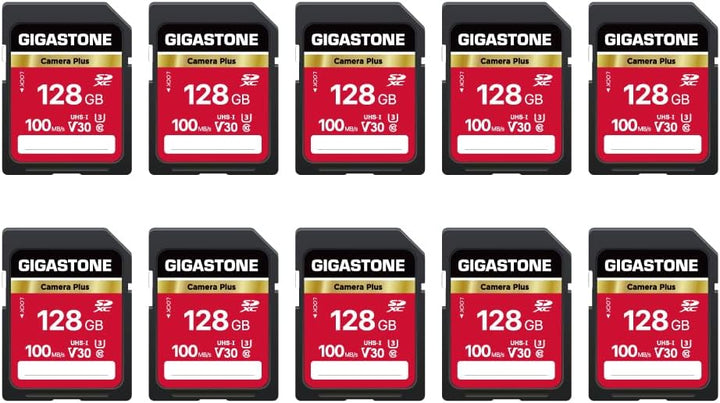GIGASTONE Kamera Plus 128GB SDXC Speicherkarte 10er-Pack bis zu 100 MB/s für Digitalkameras Canon So