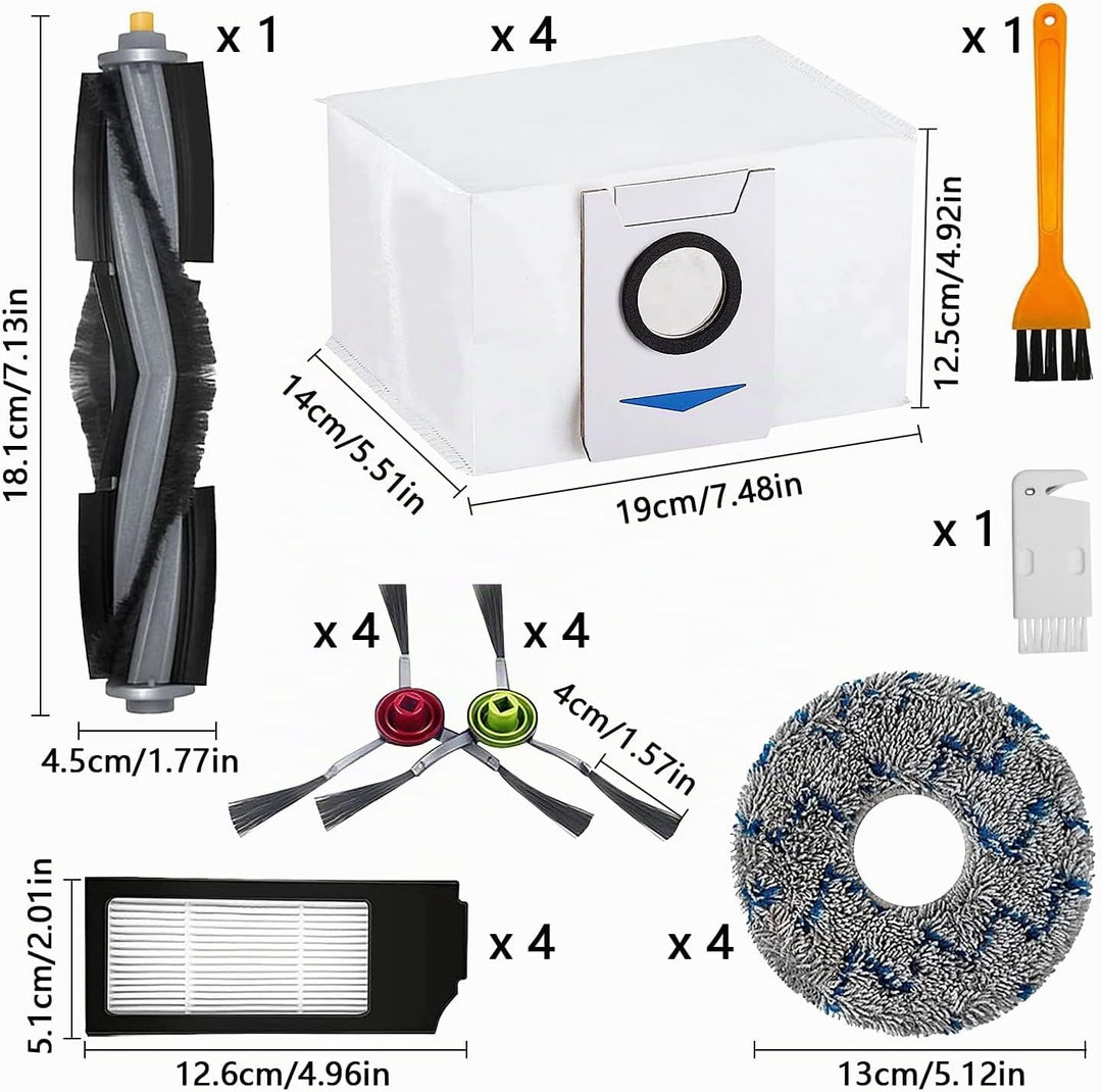 23 Stück Ersatz-Zubehör-Set für Ecovacs DEEBOT X1 Turbo/Omni, 1 Hauptbürste, 2 Reinigungsbürsten, 4