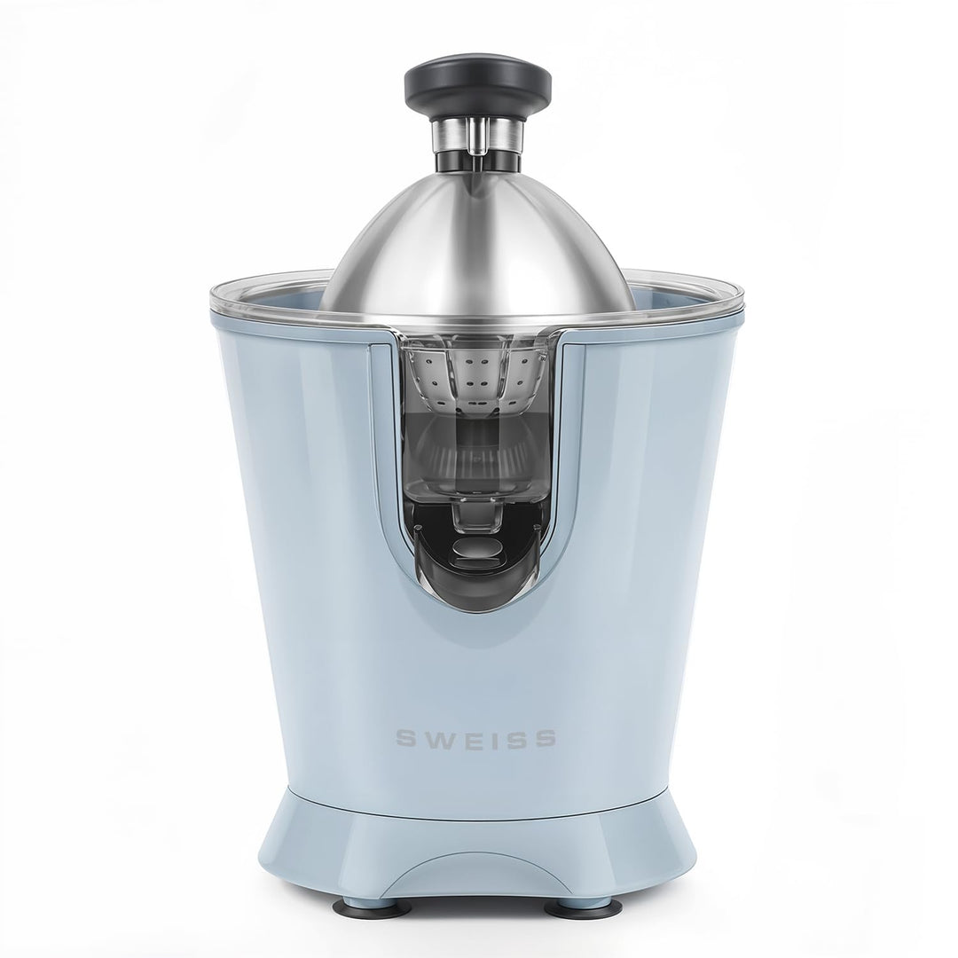 SWEISS ZEST6 Elektrische Zitruspresse, professionell, tropffreier Ausgiesser, spülmaschinenfest, lei