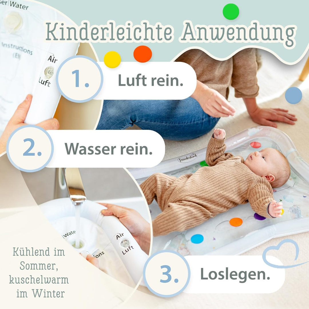 TummyTime Wassermatte XXL by Freudeskind, Baby Wasserspielmatte, 100% Phtalate- & BPA-frei ab 0, 3,