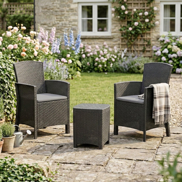 Dmora Jupiter Gartenmöbel-Set, Kissen, für den Innen-und Aussenbereich, Rattanoptik, 100% Made in It