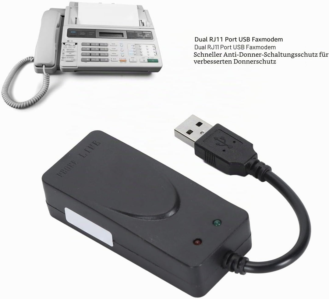 USB 56K Externes Einwahl Fax Datenmodem, Datenfax Spracheinwahl USB Faxmodem, Duale RJ11 Anschlüsse