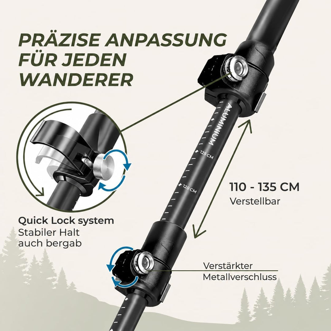 Wanderstöcke Teleskop - Nordic Walking Stöcke Damen/Herren Ultraleichte - Trekkingstöcke Einstellbar