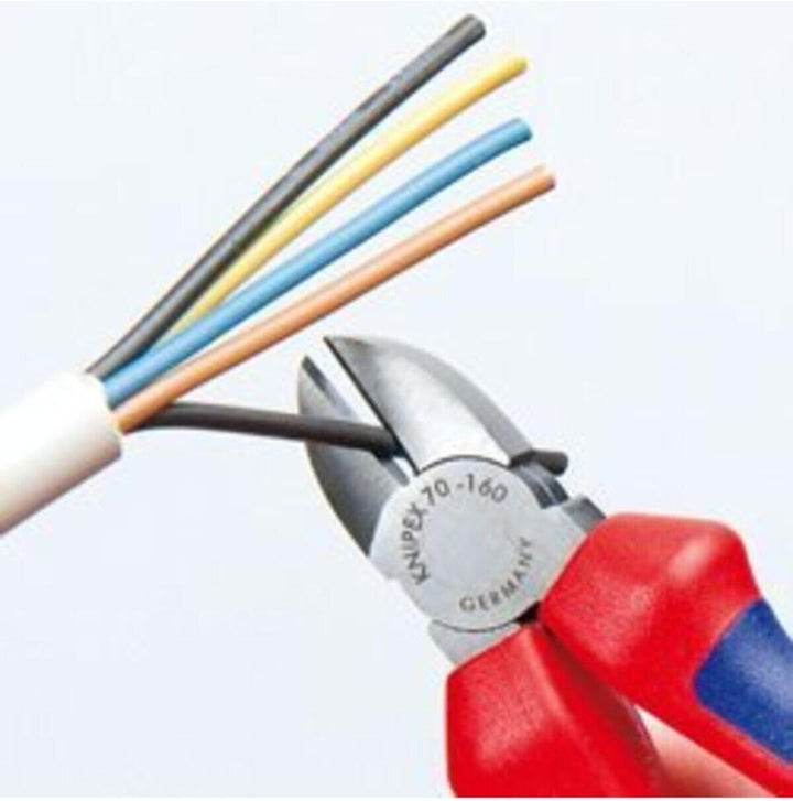 Knipex 70 02 160 Seitenschneider, Mehrkomponentengriff, schwarz atramentiert – 160 mm