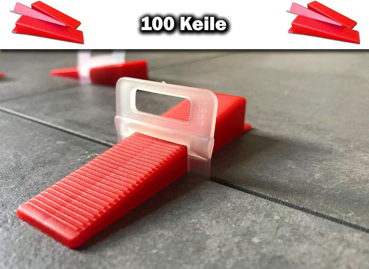 100 Keile - EXTRA HOHE Zuglaschen für Fliesenstärken von 25mm bis 35mm - KACHEL GOTT®- Fugenbreite 3