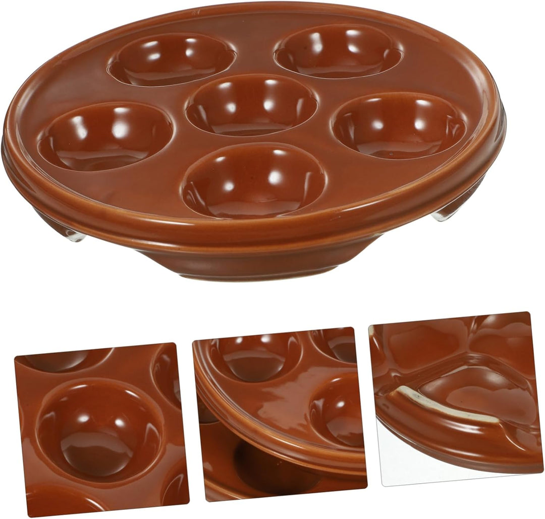 Cabilock Multitools 2 Stücke Schneckenpfanne Keramik Schneckenteller 6 L?Cher Escargot Pan Schnecken