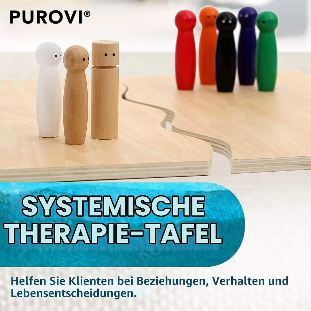 Familienbrett | Systembrett aus hochwertigem Holz für Familienaufstellung und Coaching | 32 Teile in