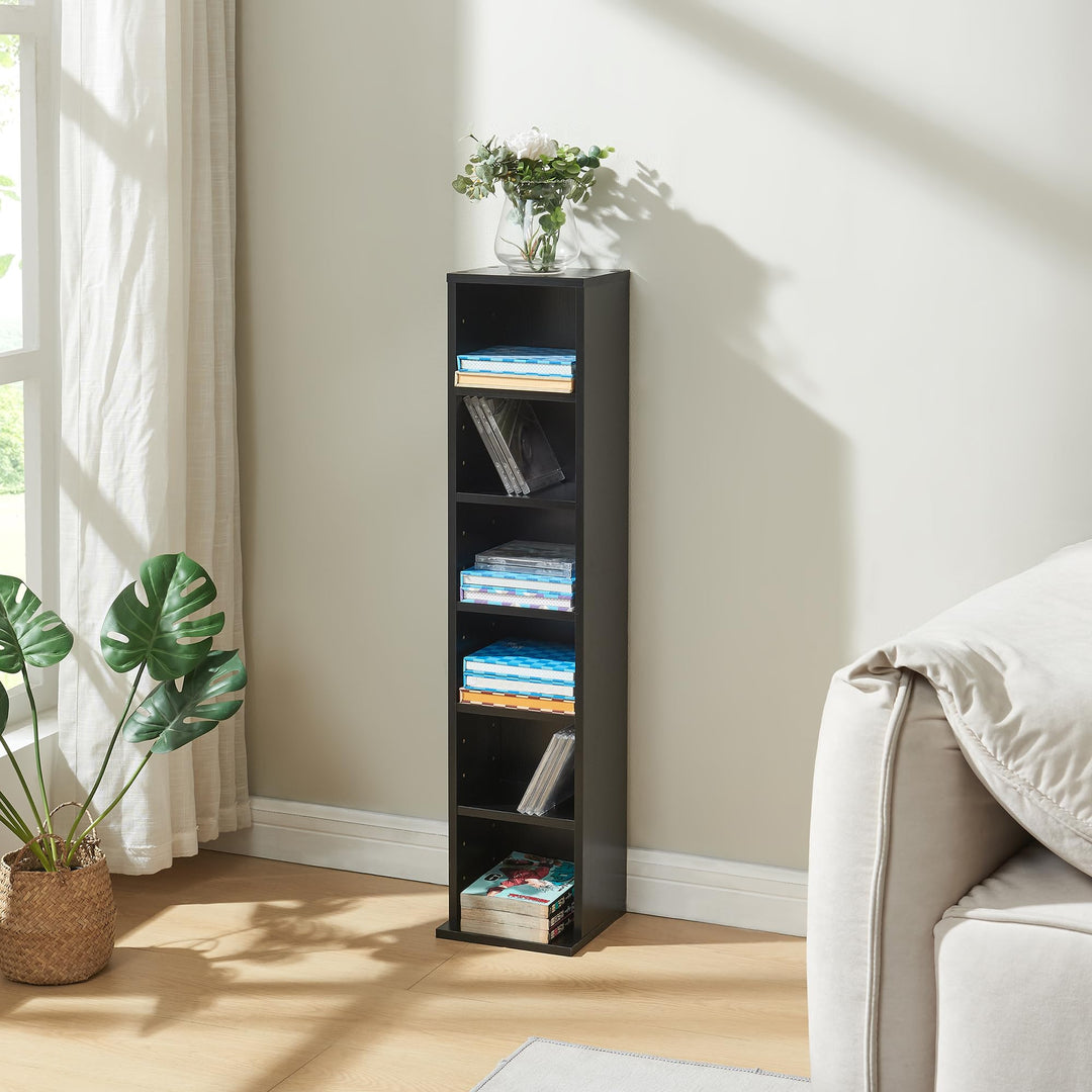[en.casa] CD Regal Tynset DVD Regal mit 6 Ablagefächern CD Aufbewahrung 90 x 20 x 20 cm Standregal h