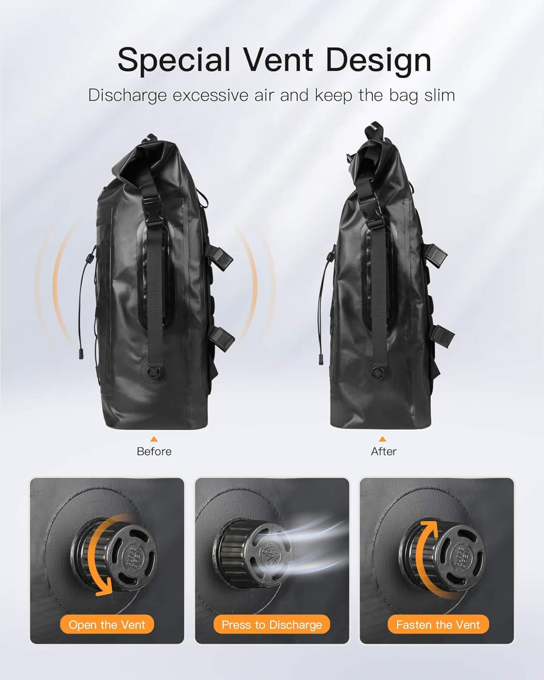 Inateck RollTop Rucksack Herren 30-35L wasserdichter multifunktionaler Organizer mit abnehmbarem Sch