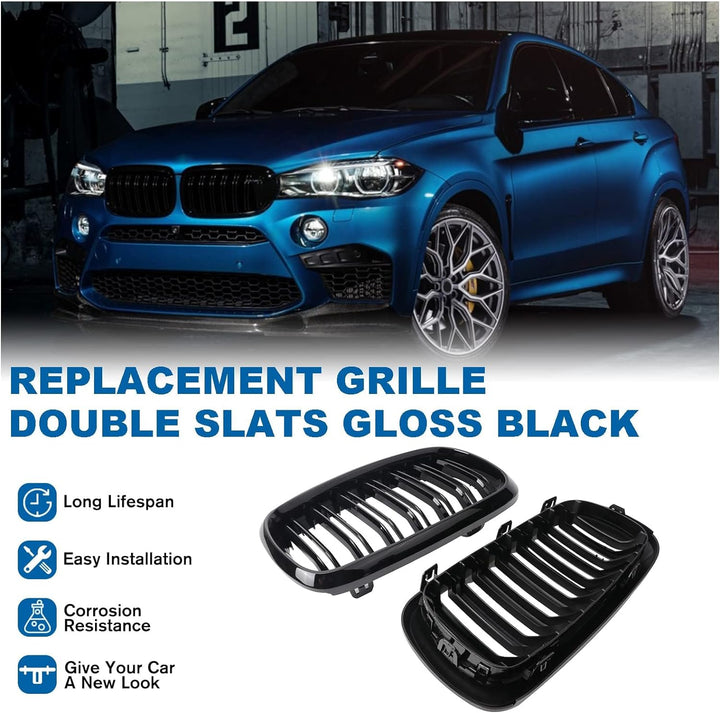 Gangying F15 Schwarze Nieren Kühlergrill für BMW X5 X6 F15 F16 Nieren Doppelsteg Sport Kühlergrill G
