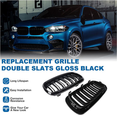 Gangying F15 Schwarze Nieren Kühlergrill für BMW X5 X6 F15 F16 Nieren Doppelsteg Sport Kühlergrill G