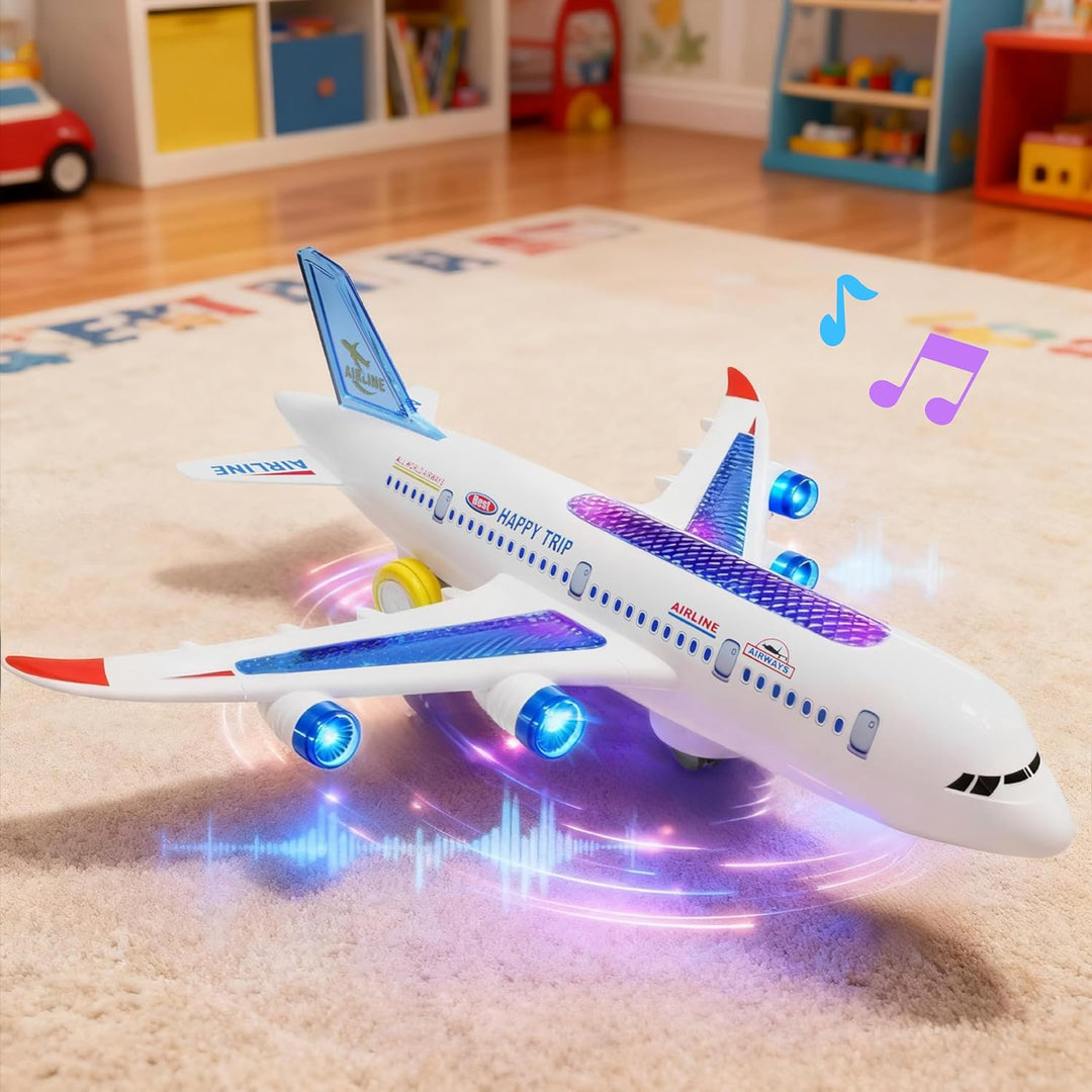 Flugzeug Spielzeug für Kinder ab 3 Jahren – Elektrisches Flugzeug mit Blinkenden LED-Lichtern & Soun