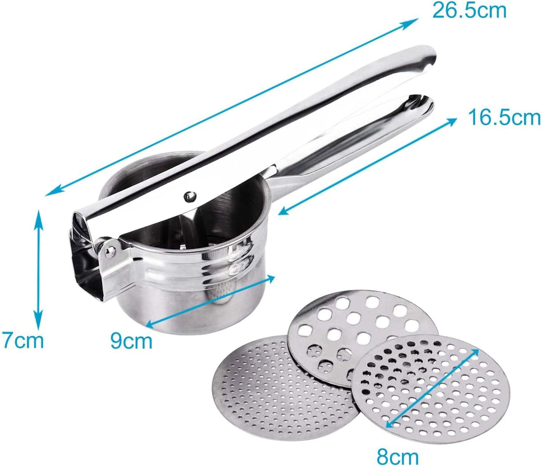 Intirilife Kartoffelpresse Spätzlepresse aus Edelstahl in Silber - 26.6 x 9.3 x 6.8 cm - Kartoffel S