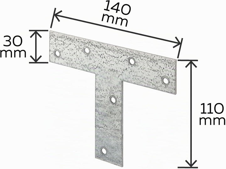 Alberts 848194 Flachverbinder | T-Form | sendzimirverzinkt | 140 x 110 x 30 mm | 25er Set 140 x 110