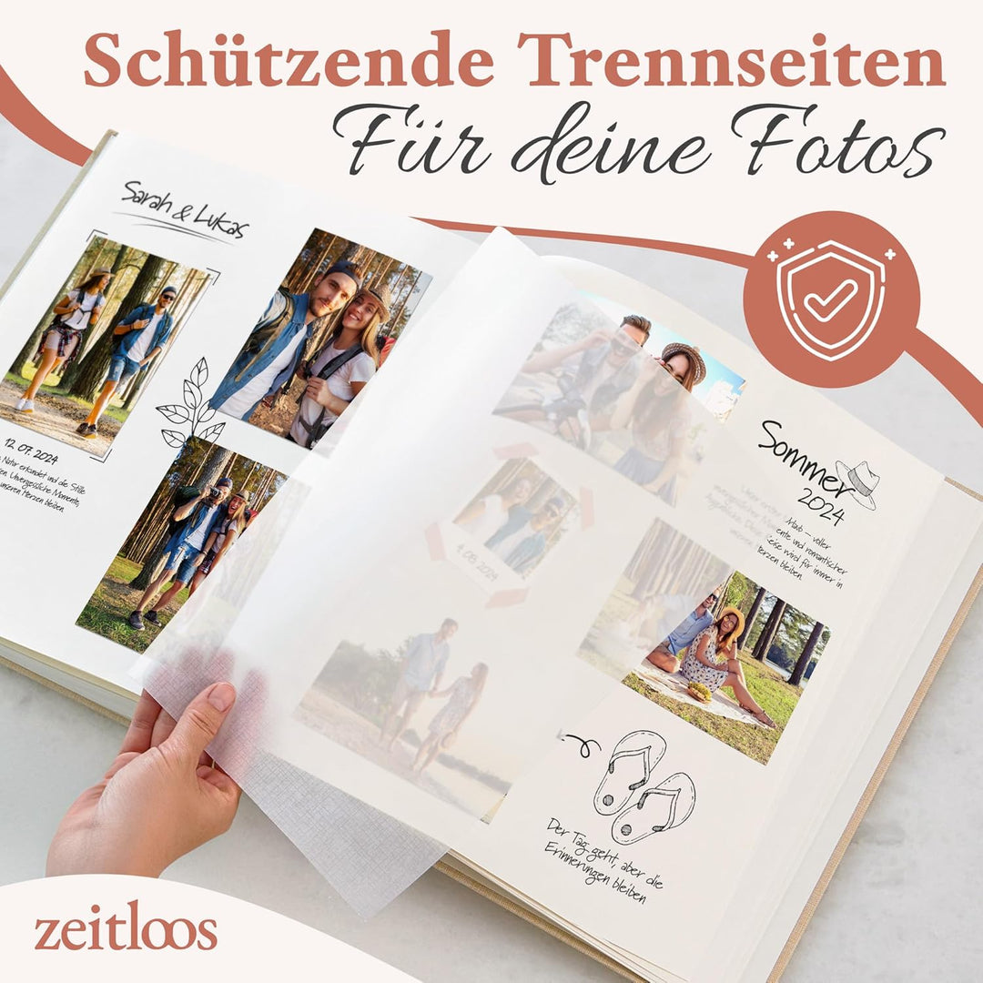 Das Fotoalbum für die Ewigkeit - 100 Seiten mit Platz für 500 Fotos. Fotoalbum leinen Fotoalbum beig